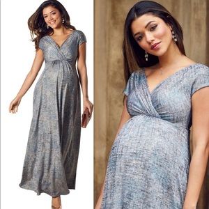 Tiffany Rose Francesca Maternity Nursing Gown in Bronze Blue size 6-8